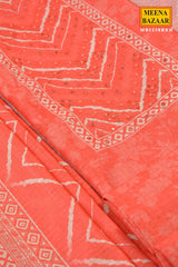 Red Printed Silk Suit Set with Dupatta