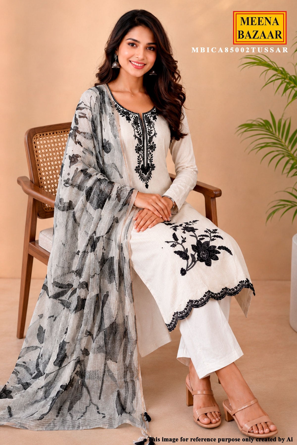 Tussar Cotton Unstitched Suit with Elegant Embroidery