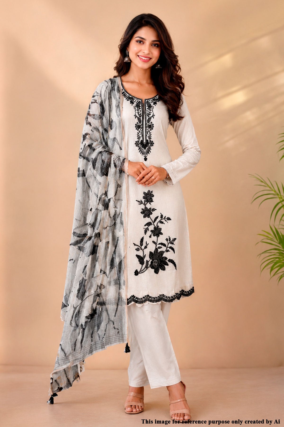 Tussar Cotton Unstitched Suit with Elegant Embroidery