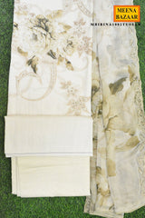 Royal Tussar Maslin Unstitched Suit with Elegant Embroidery