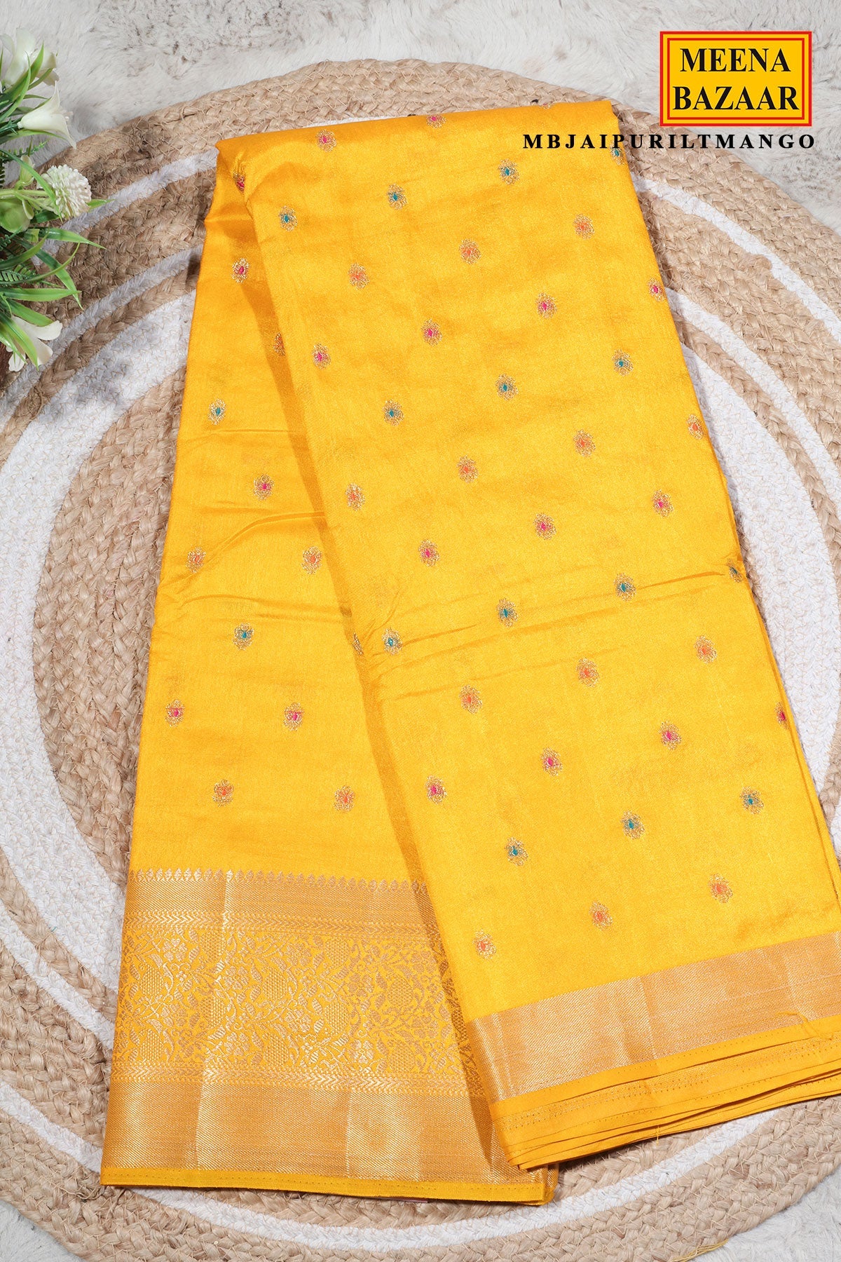 Mango Silk Zari Buti Saree
