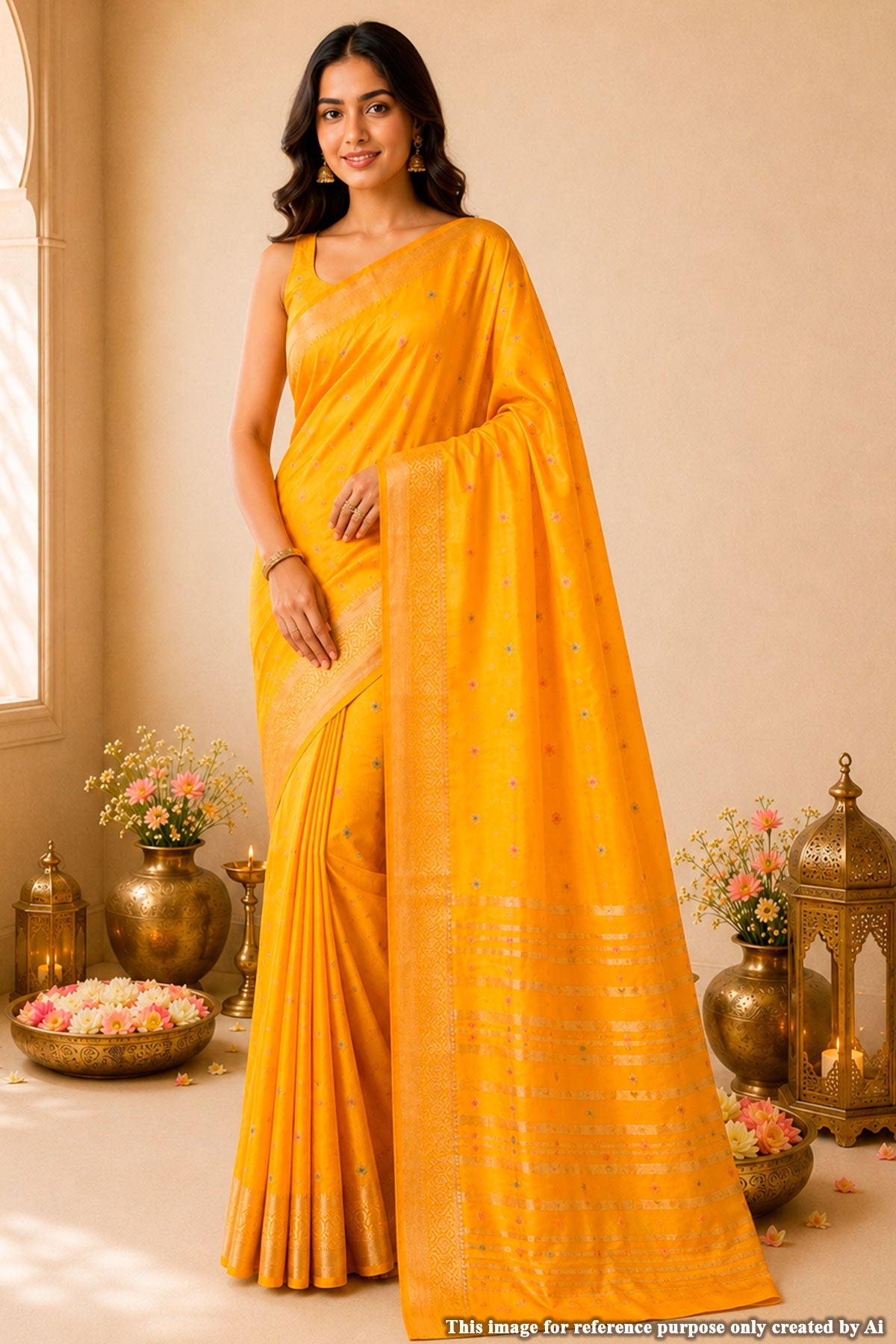 Mango Silk Zari Buti Saree