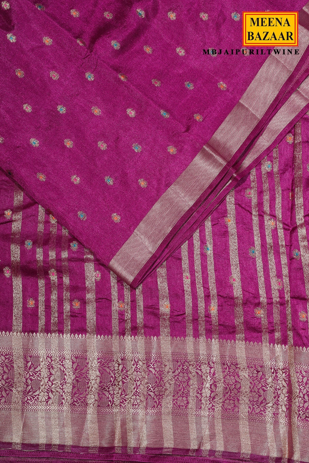 Wine Silk Zari Buti Saree
