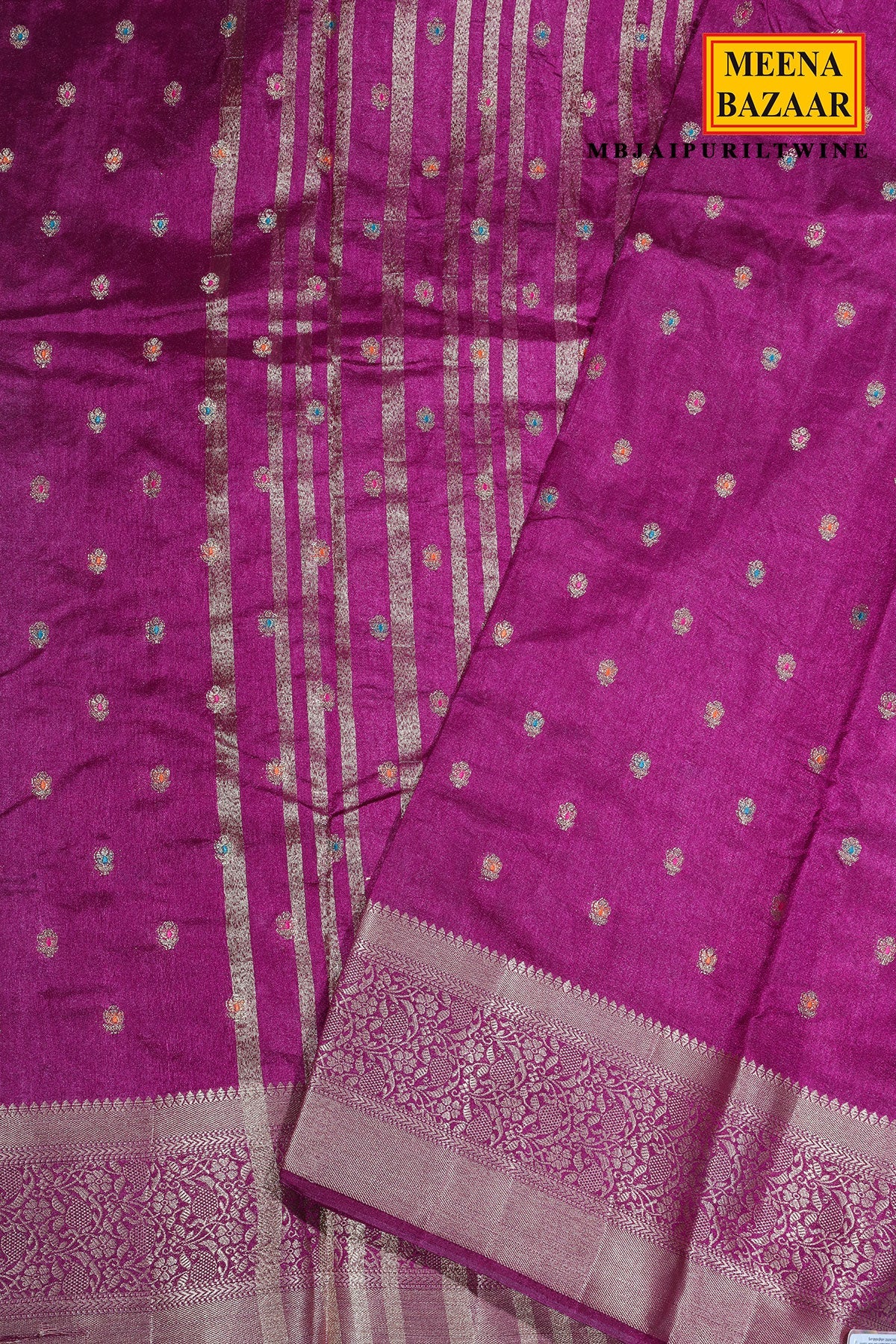 Wine Silk Zari Buti Saree