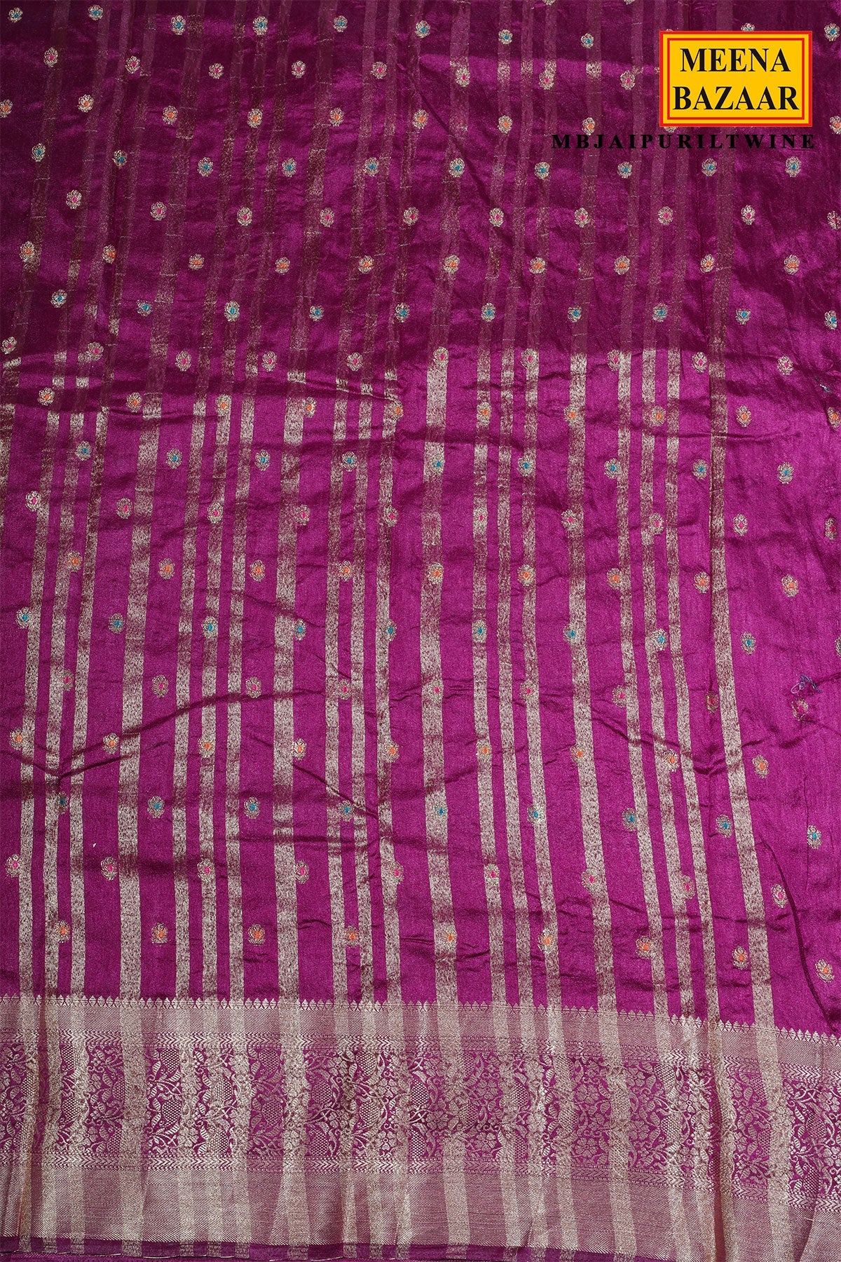 Wine Silk Zari Buti Saree