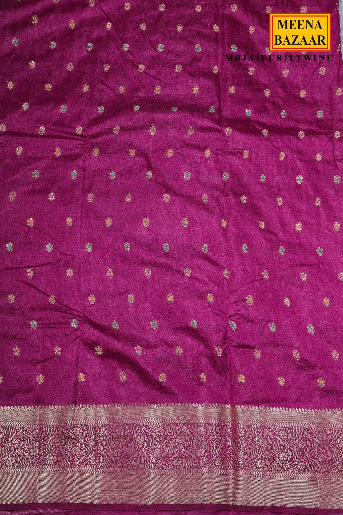 Wine Silk Zari Buti Saree