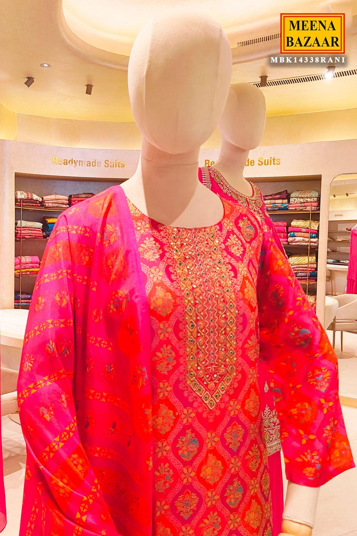 Rani Silk Ready-Made Suit with Neck Embroidery