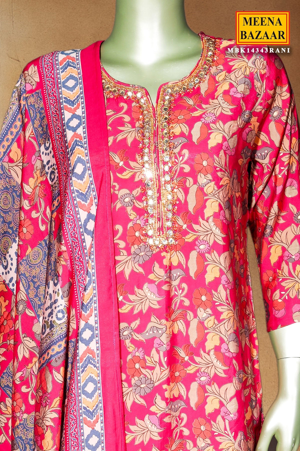Rani Maslin Ready-Made Suit with Elegant Neck Embroidery