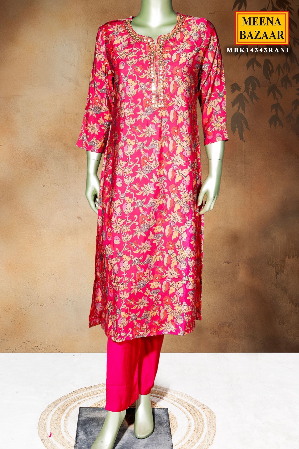 Rani Maslin Ready-Made Suit with Elegant Neck Embroidery
