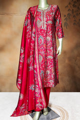 Rani Color Maslin Ready-Made Suit with Elegant Neck Embroidery