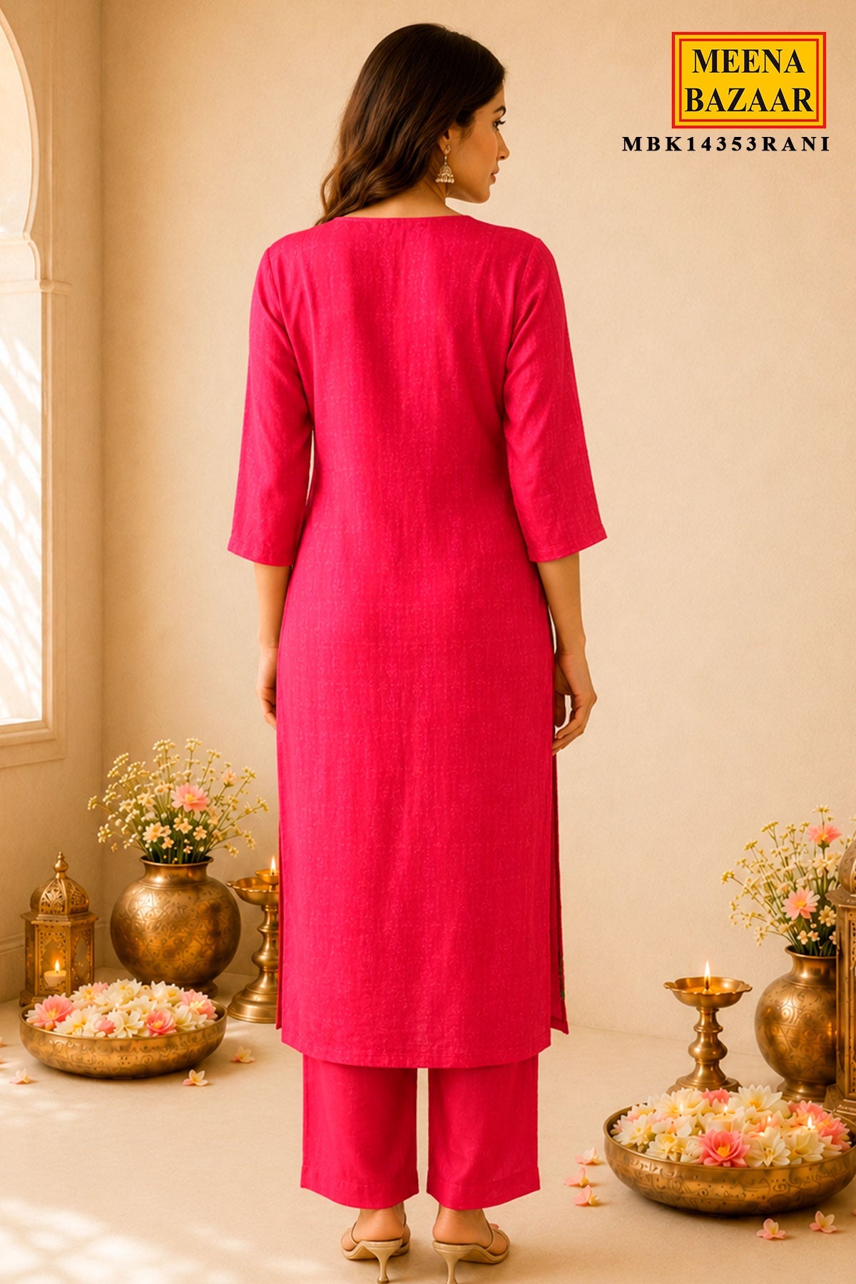 Rani Silk Neck Embroidered Suit