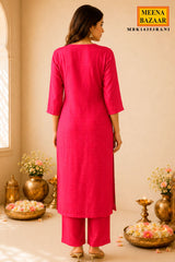 Rani Silk Neck Embroidered Suit