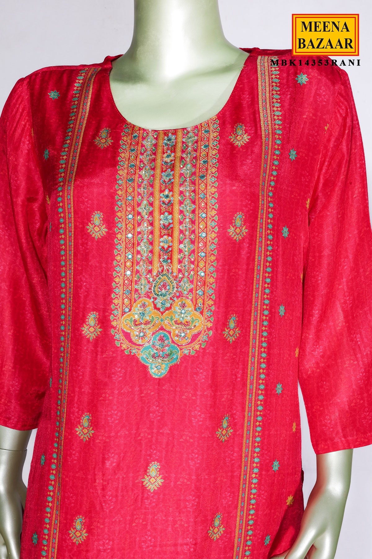 Rani Silk Neck Embroidered Suit