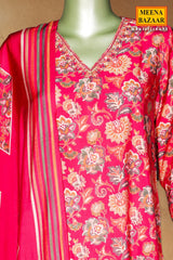 Rani Maslin Ready Made Suit with Elegant Neck Embroidery