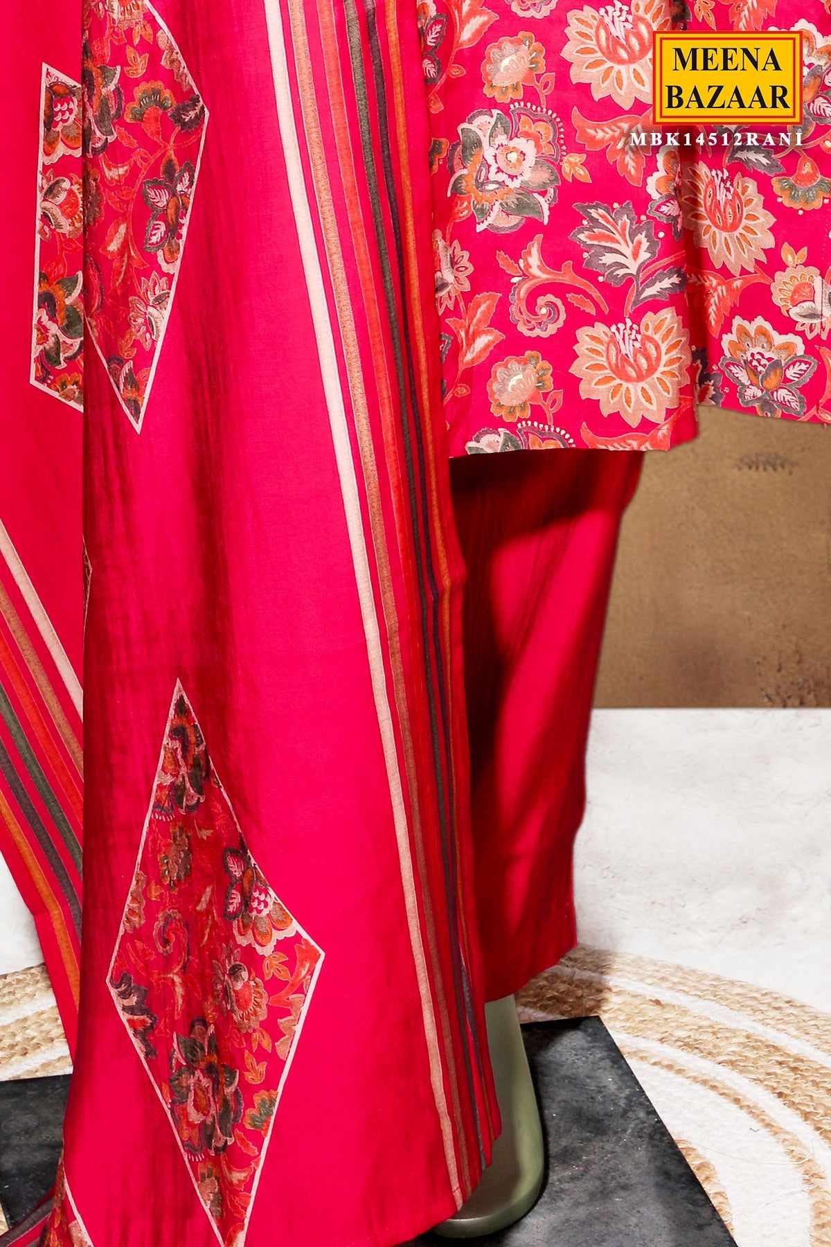 Rani Maslin Ready Made Suit with Elegant Neck Embroidery