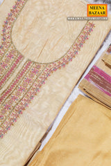 Mustard Cotton Unstitched Suit with Elegant Embroidery
