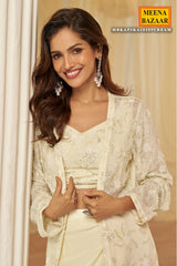Cream Luxe Georgette Ready Made Suit