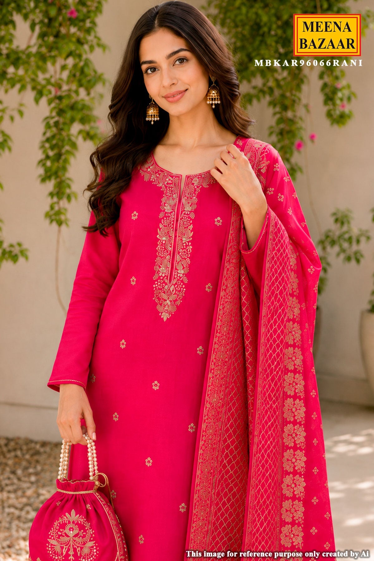 Rani Embroidered Suit Set with Dupatta
