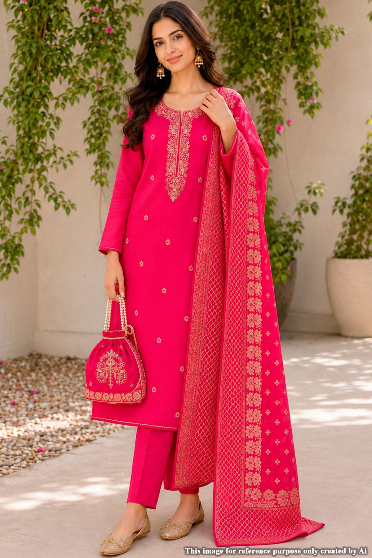 Rani Embroidered Suit Set with Dupatta