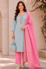 Firozi Embroidered Kurta Set with Dupatta