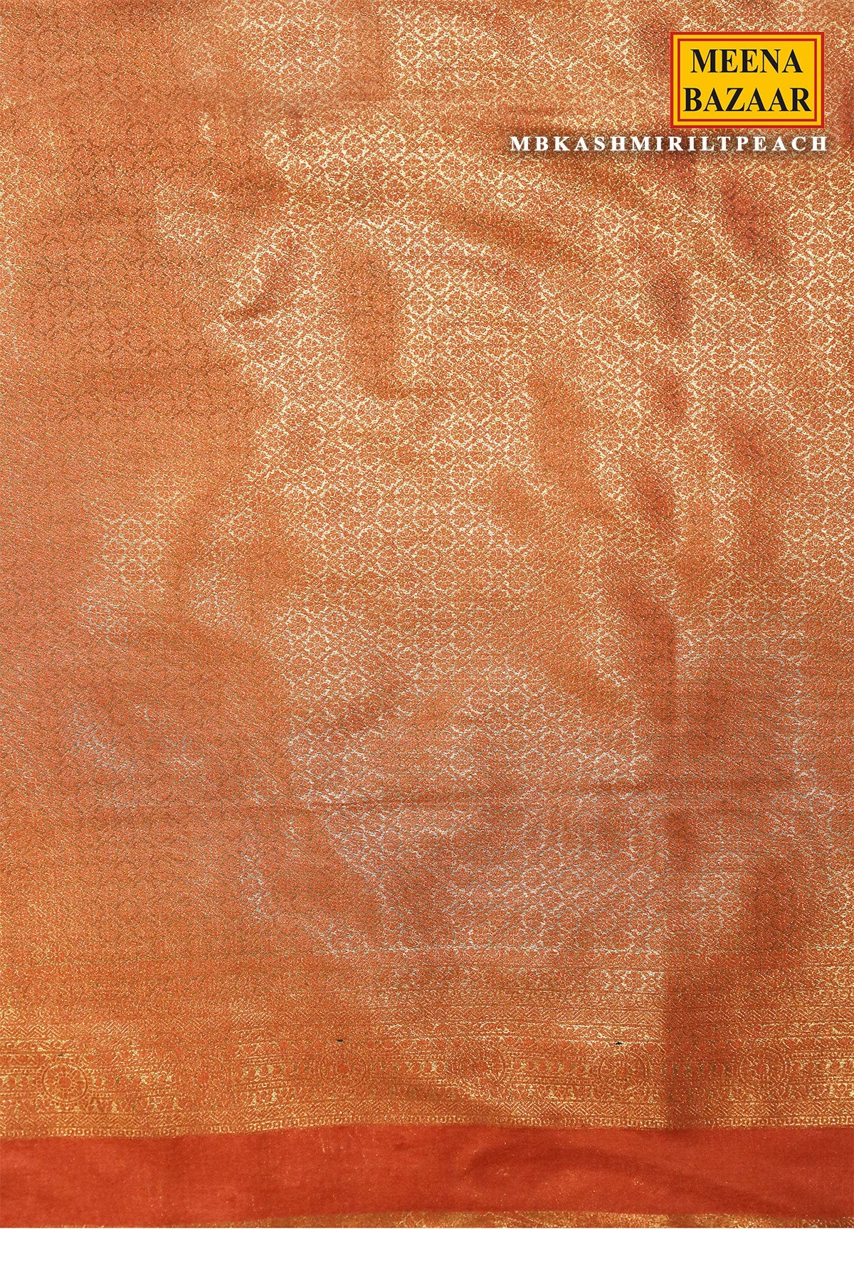 Kashmiri Peach Silk Weaving Jaal Saree