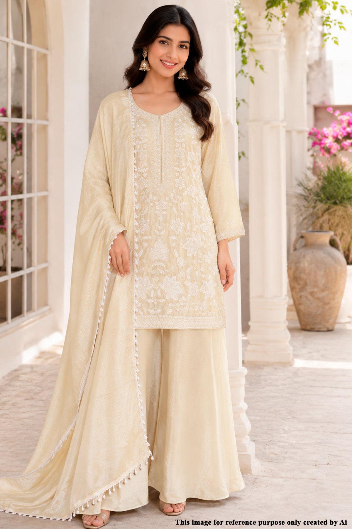 Lemon Chinon Embroidered Ready Made Suit