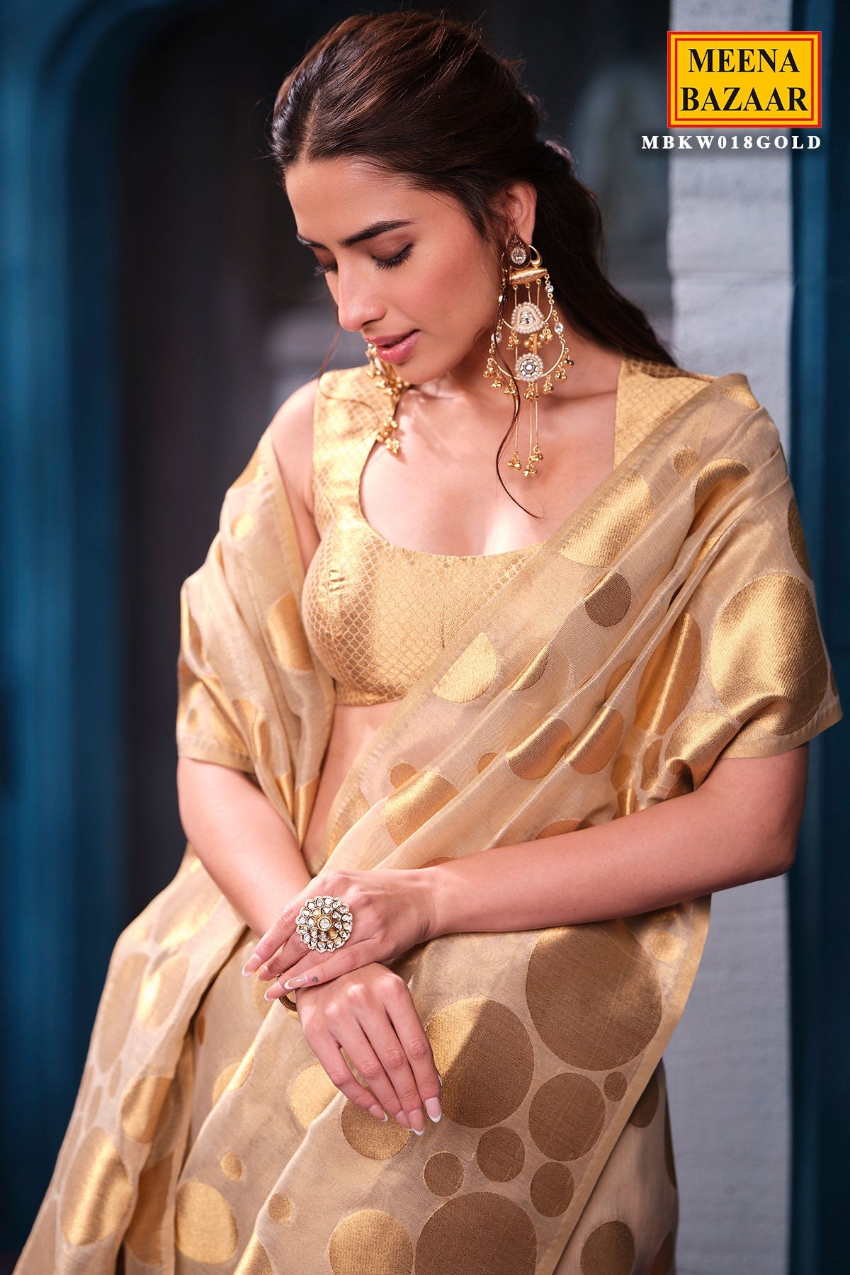 Antiqiue Gold Tissue Weaving Saree Festive & Wedding Wear