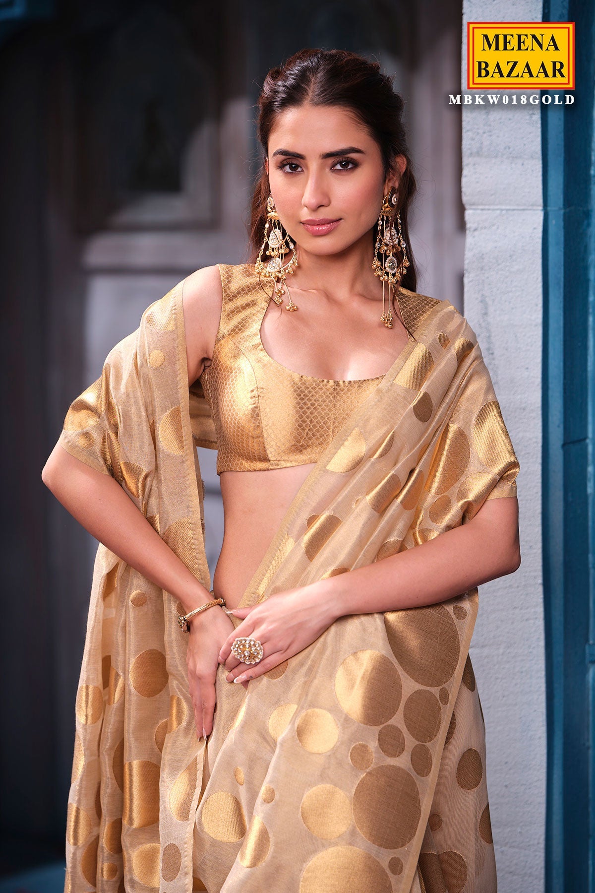 Antiqiue Gold Tissue Weaving Saree Festive & Wedding Wear