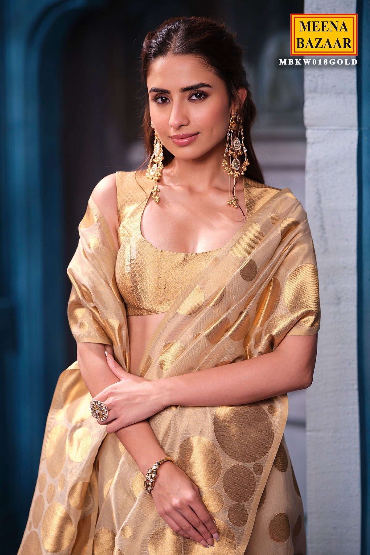 Antiqiue Gold Tissue Weaving Saree Festive & Wedding Wear