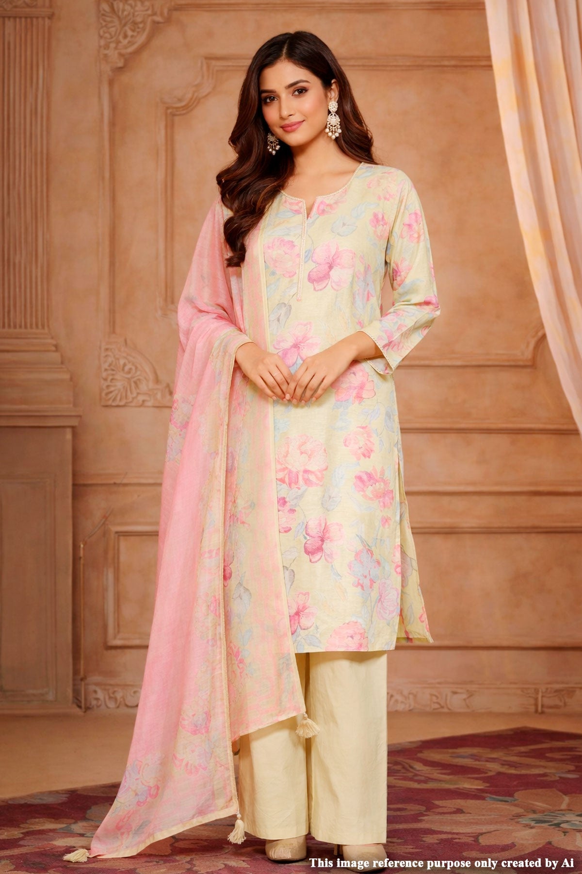 Mehandi Cotton Printed Readymade Suit
