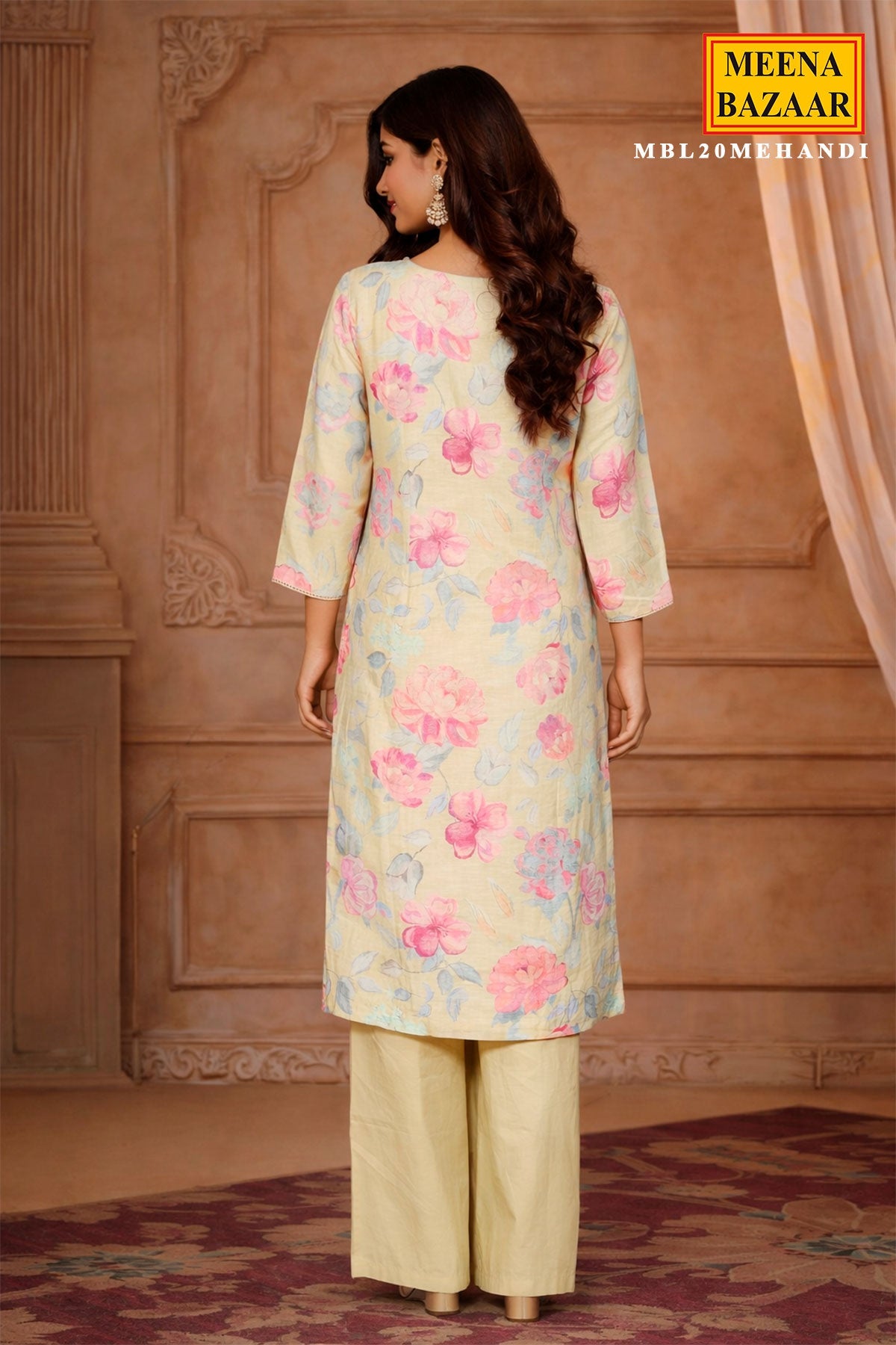 Mehandi Cotton Printed Readymade Suit
