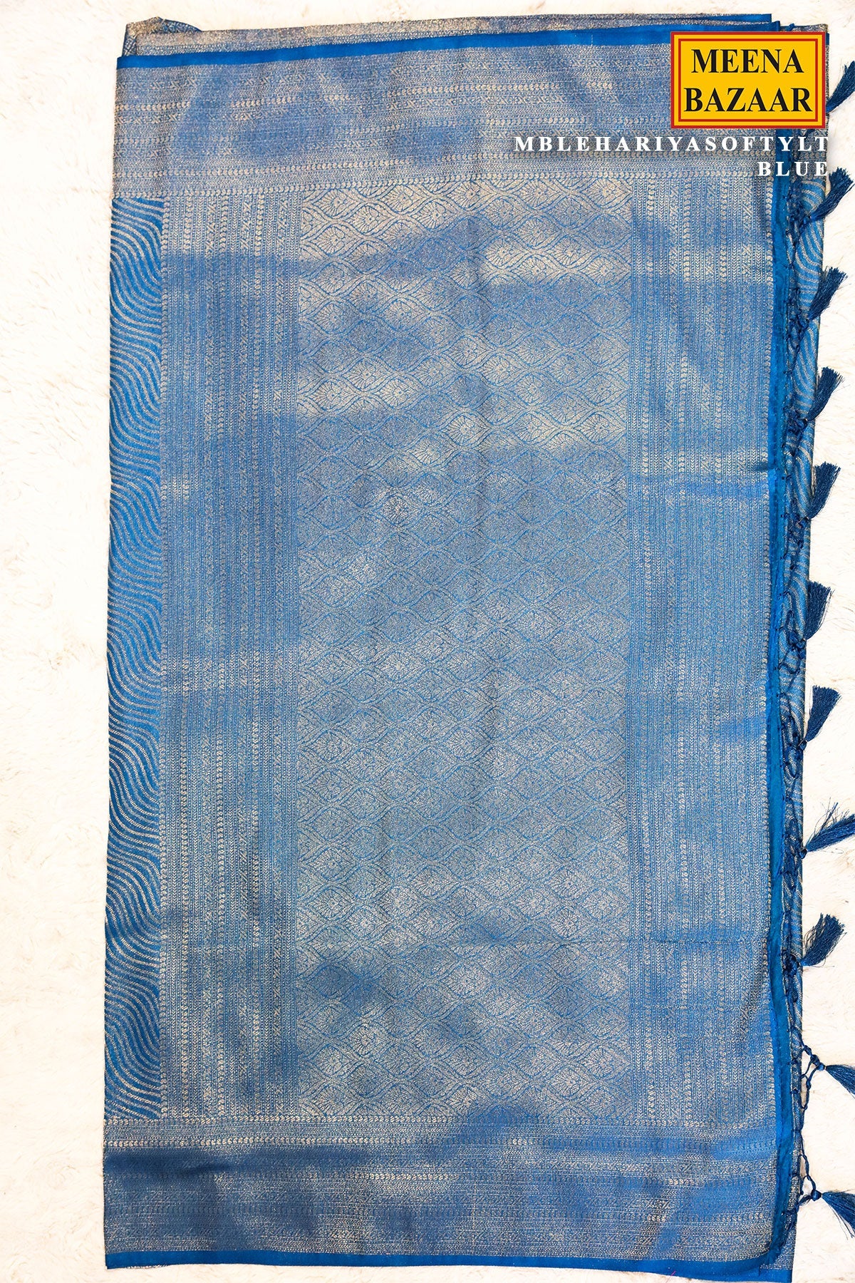 Lehariya Softy Blue Silk Weaving Jal Saree