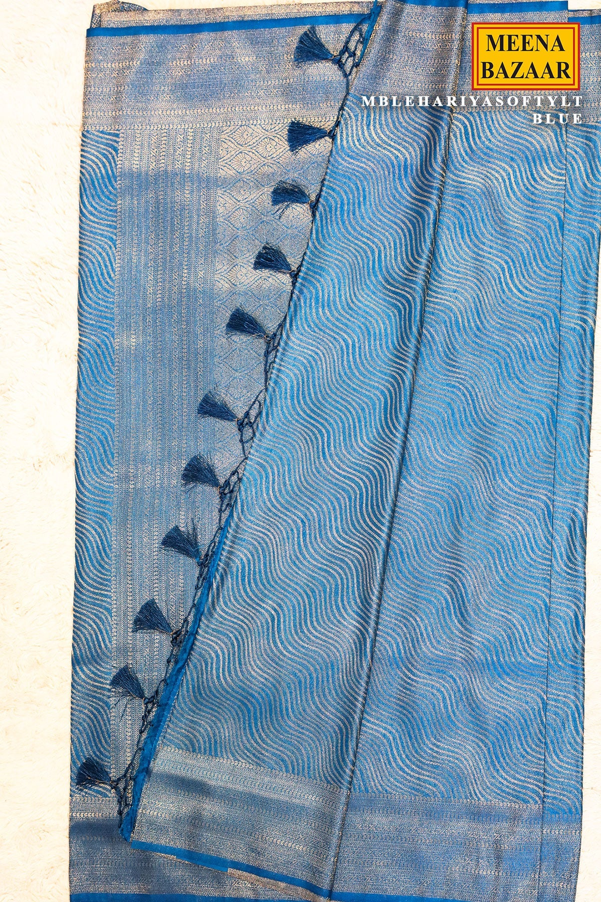 Lehariya Softy Blue Silk Weaving Jal Saree