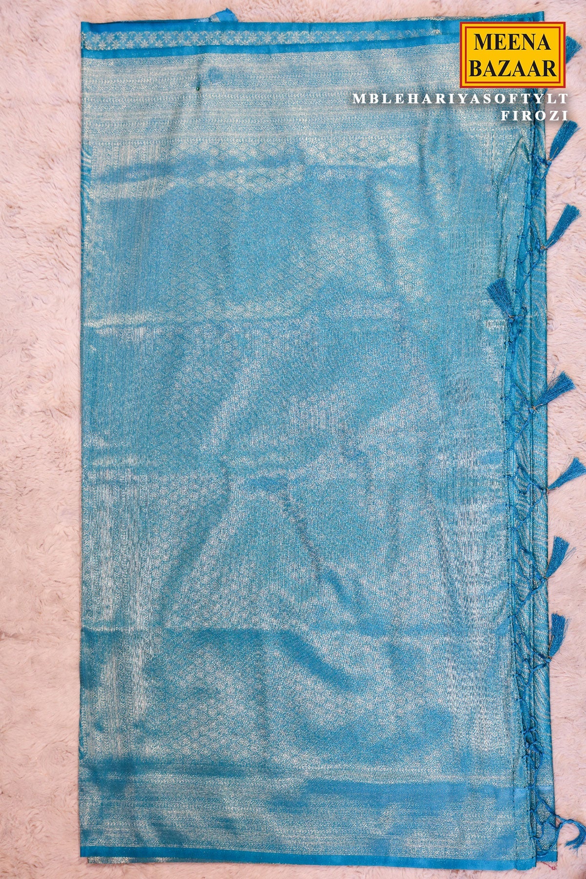 Lehariya Softy Firozi Silk Weaving Saree