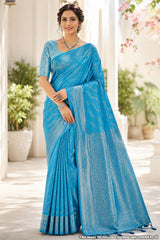 Lehariya Softy Firozi Silk Weaving Saree