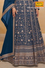 Blue Georgette Embroidered Gown
