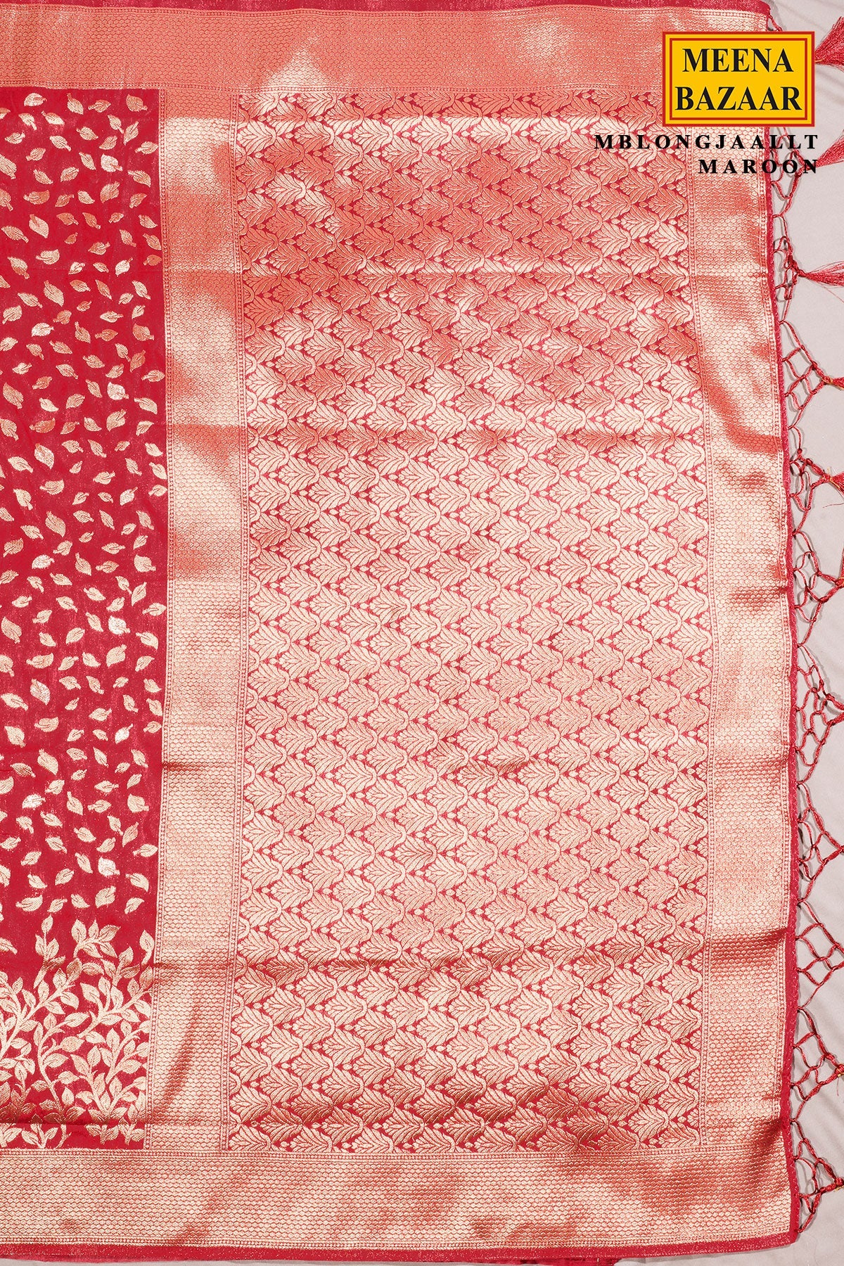 Maroon Silk Saree with Elegant Weaving Buti