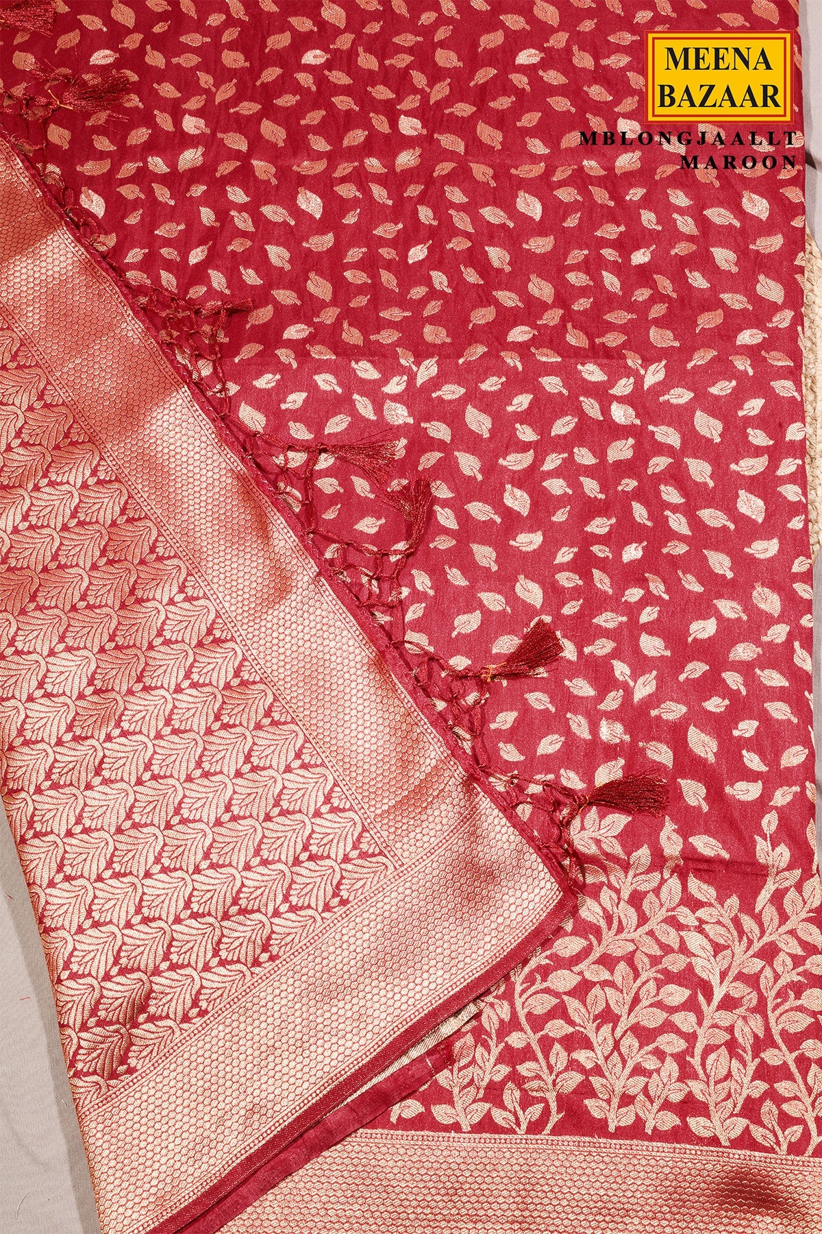 Maroon Silk Saree with Elegant Weaving Buti