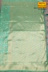 Sea Green Silk Saree with Elegant Weaving Buti