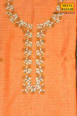 Orange Embroidered Suit Set with Dupatta