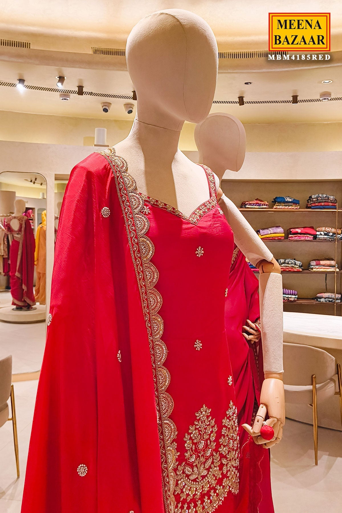 Red Heavy Embroidered Partywear Sharara Set