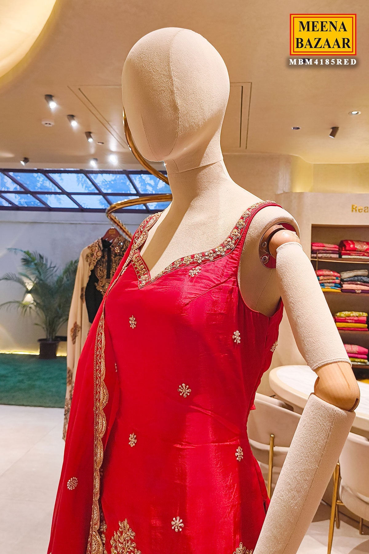 Red Heavy Embroidered Partywear Sharara Set