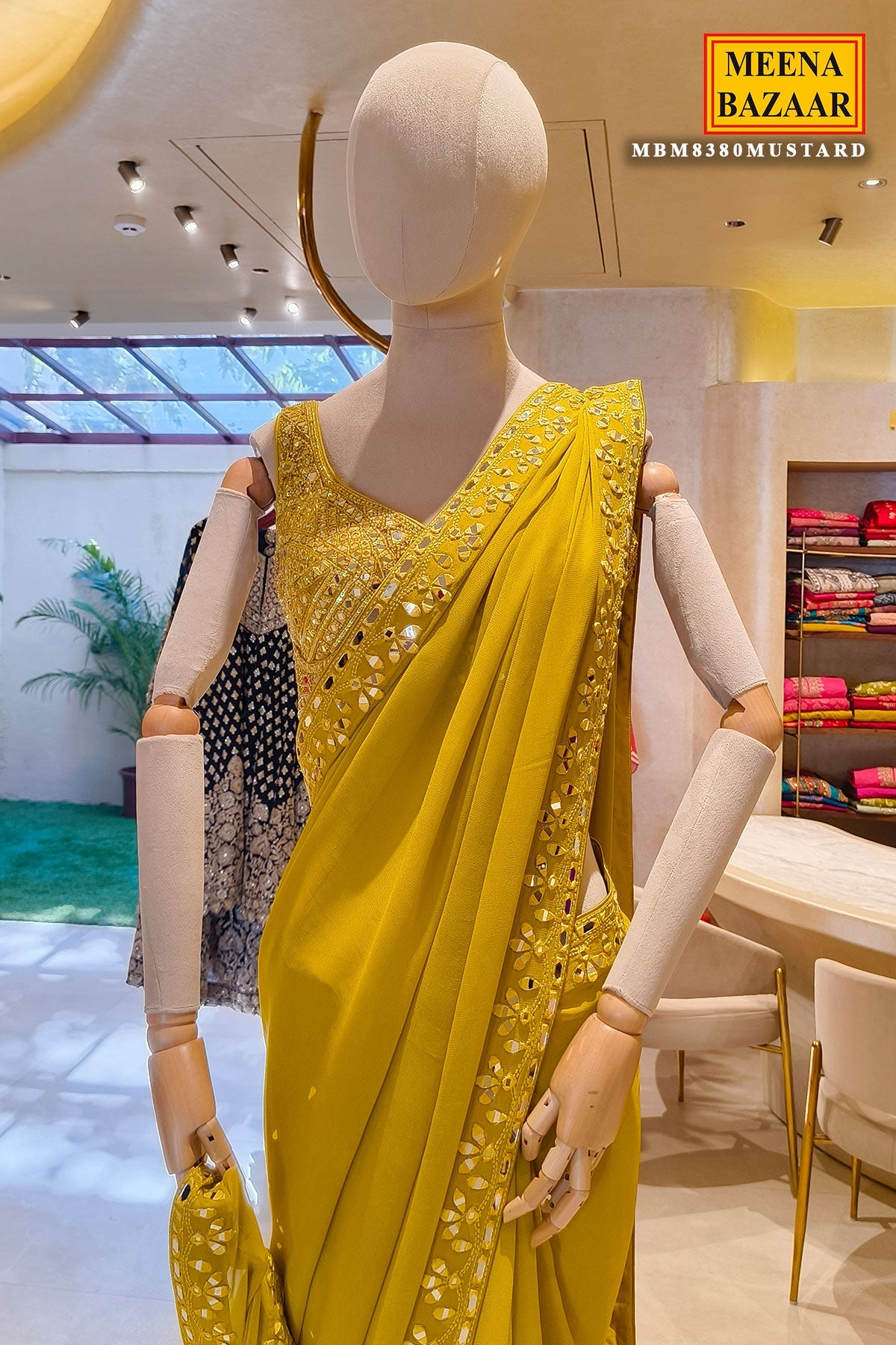 Graceful Mustard Saree With Elegant Embroidery Work