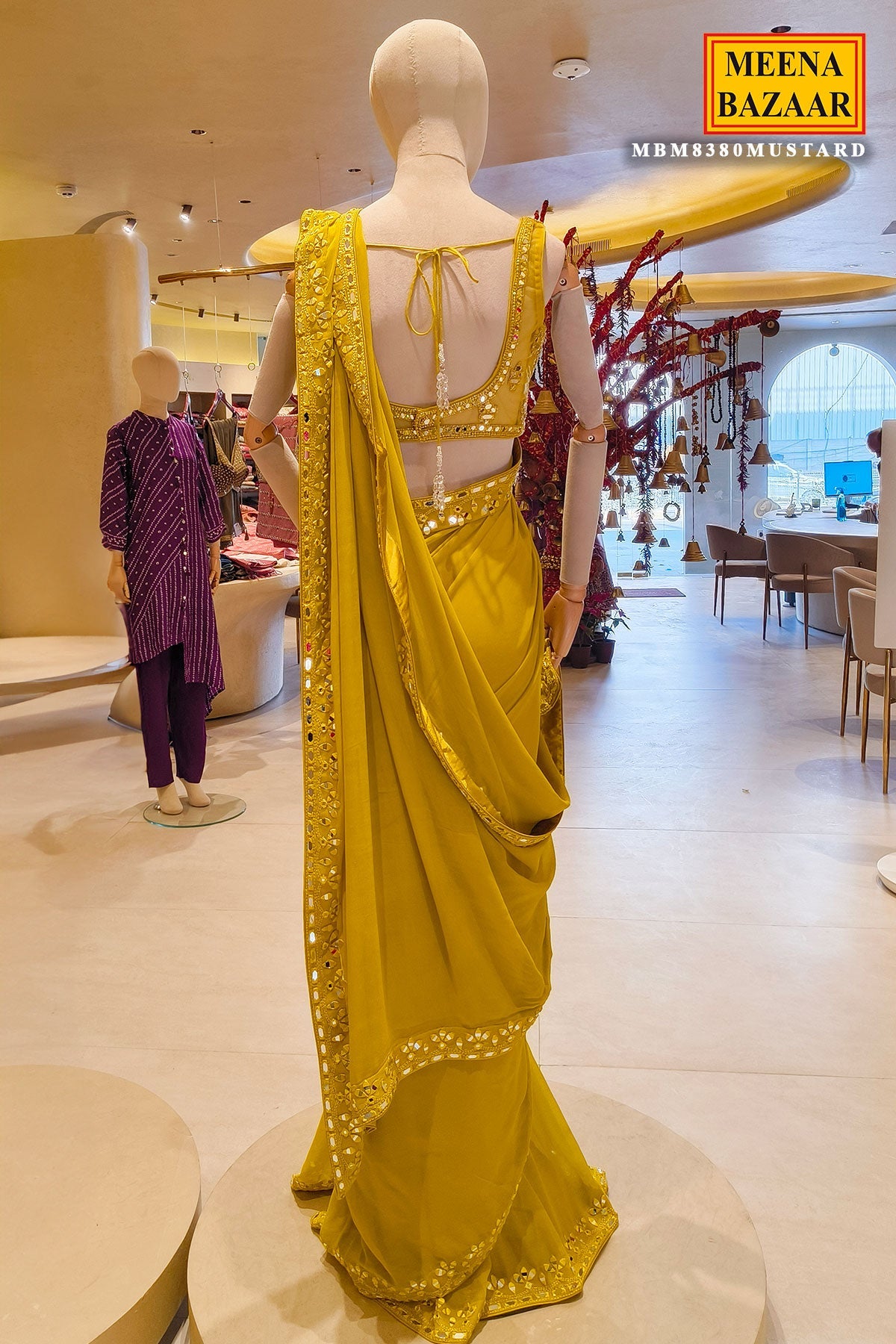 Graceful Mustard Saree With Elegant Embroidery Work