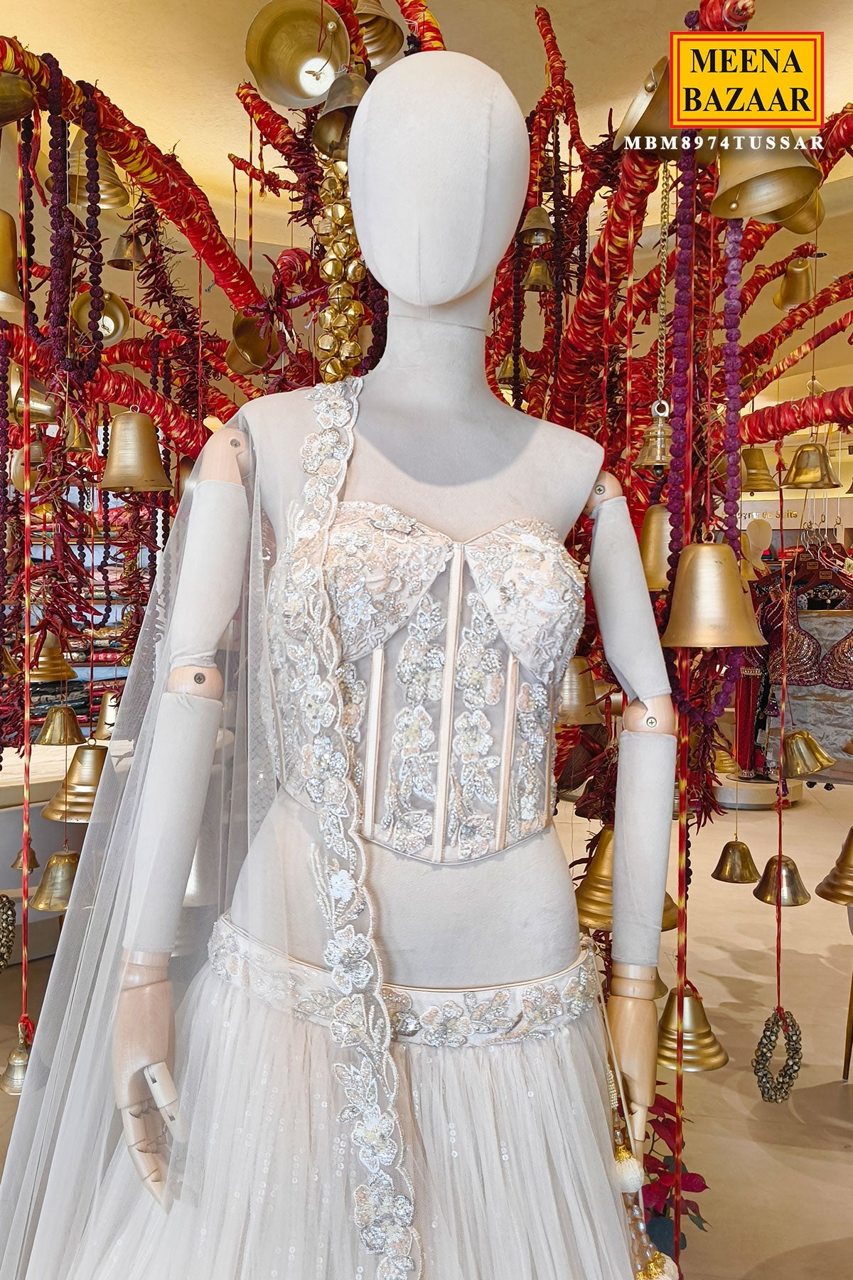 Ethereal Tussar Lehenga Set With Corset Blouse