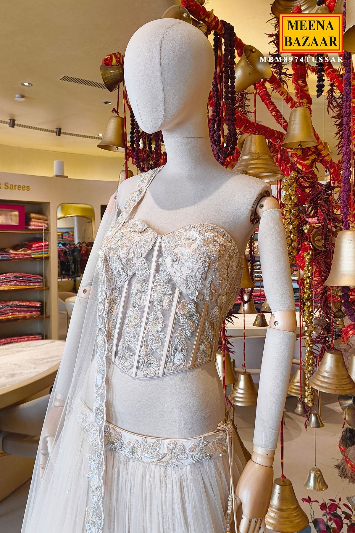 Ethereal Tussar Lehenga Set With Corset Blouse