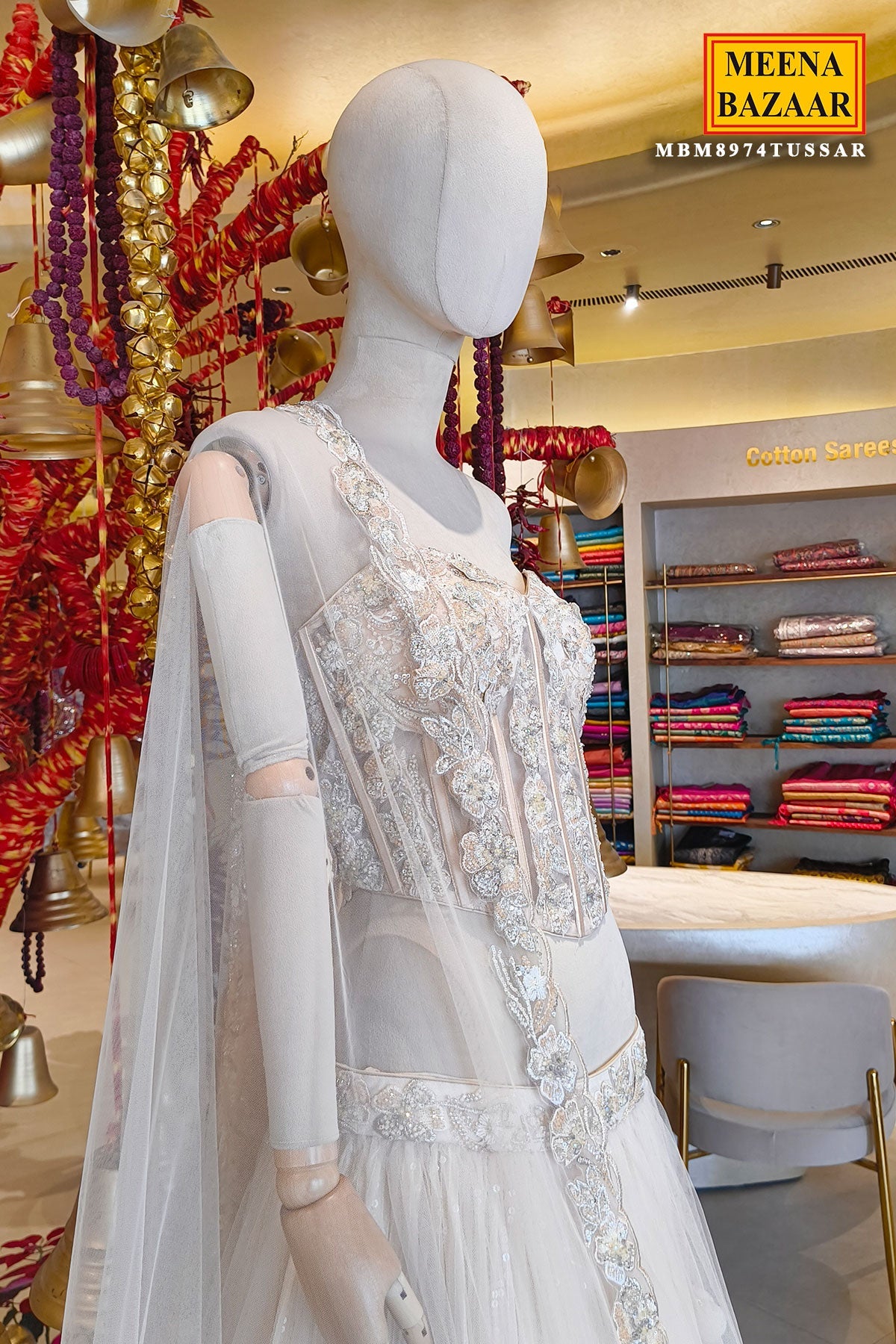 Ethereal Tussar Lehenga Set With Corset Blouse