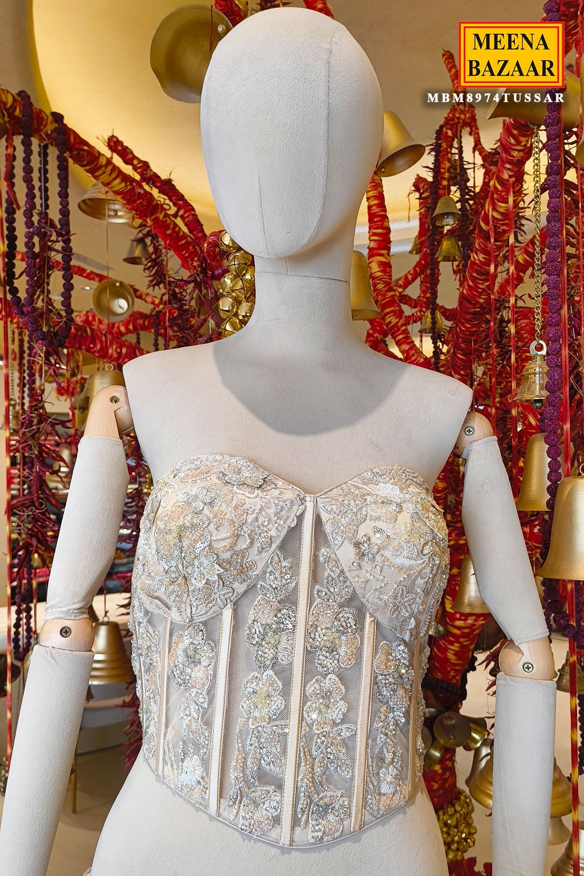 Ethereal Tussar Lehenga Set With Corset Blouse