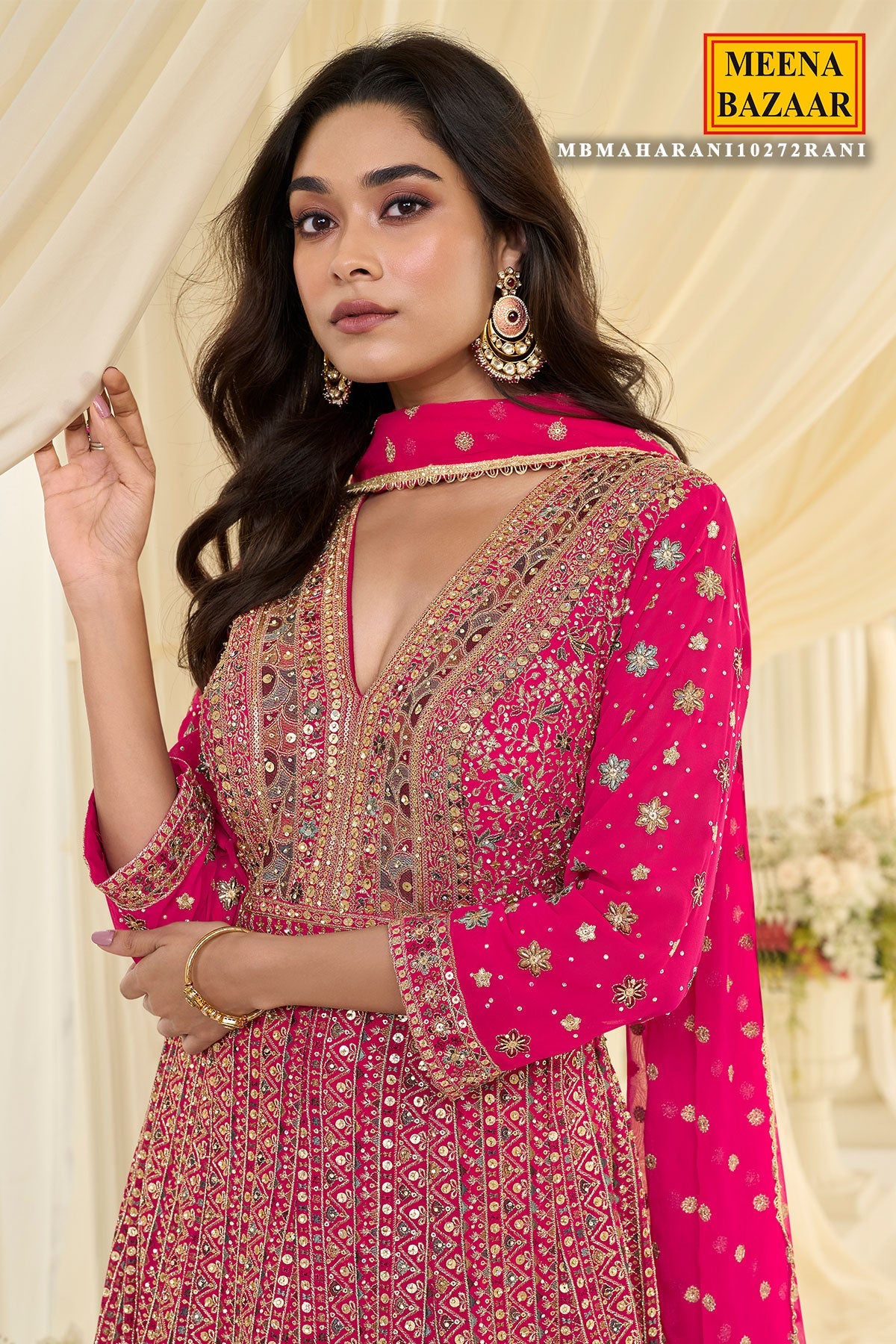 Graceful Rani Georgette Anarkali with Elegant Embroidery