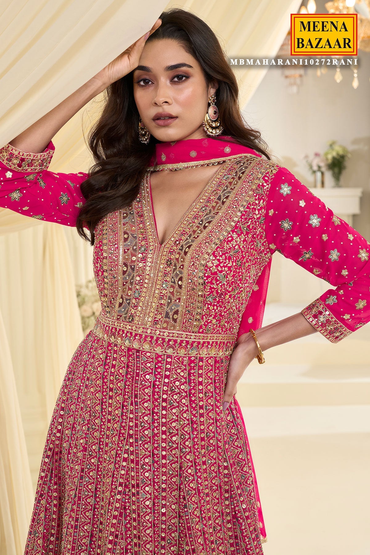 Graceful Rani Georgette Anarkali with Elegant Embroidery